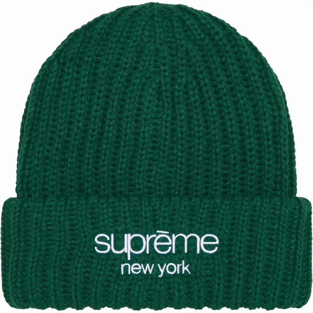 Supreme Classic Logo Chunky Ribbed Beanie Green