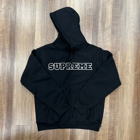 Supreme Cord Collegiate Logo Hooded Sweatshirt Black