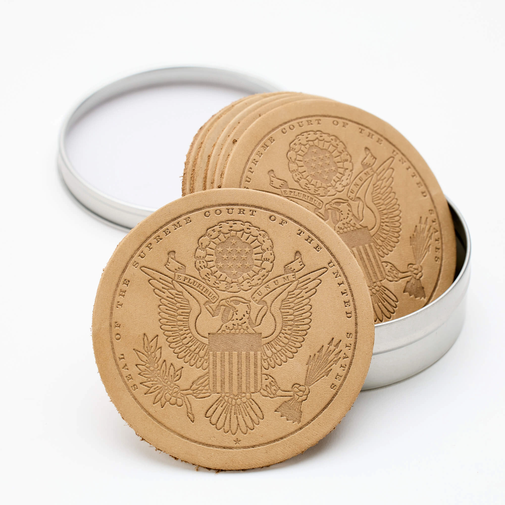 Supreme Court Seal Leather Coaster Set