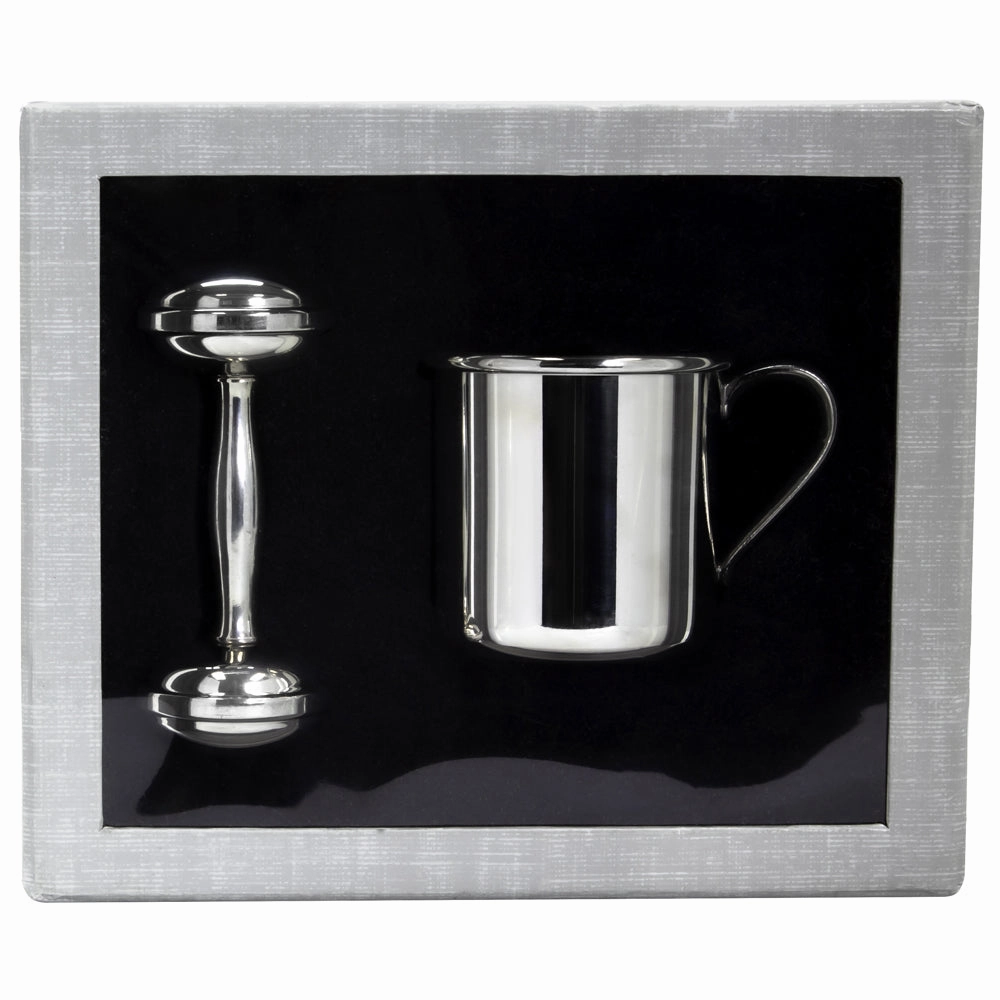 Supreme Court Seal Pewter Baby Cup & Rattle Set