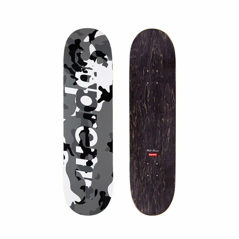 SUPREME FW20 GREY CAMO LOGO SKATEBOARD DECK