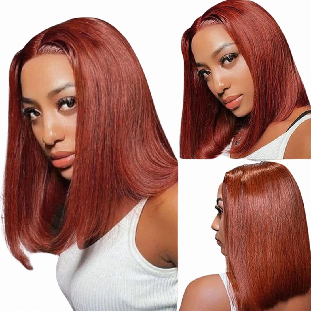 Supreme Hair & Beauty 100% Human Hair 13x4 Frontal Wig Straight - Reddish Brown