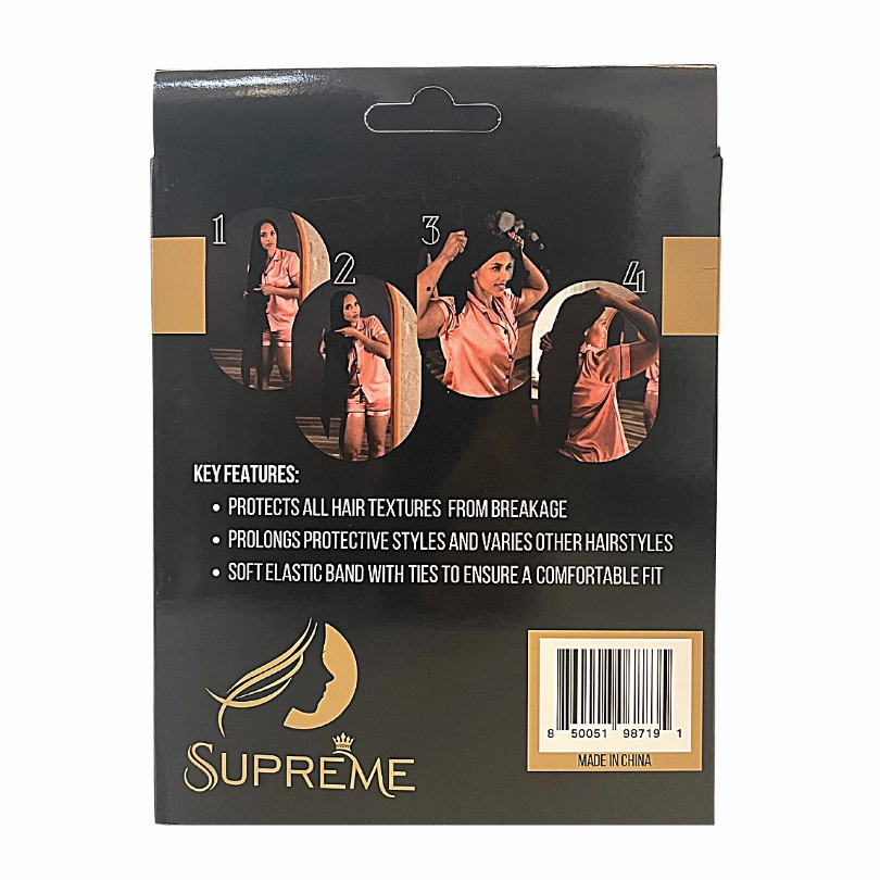 Supreme Hair & Beauty Satin Day & Night EXTRA LONG Reversible 30 Inch Braid Bonnet- Black & Pink