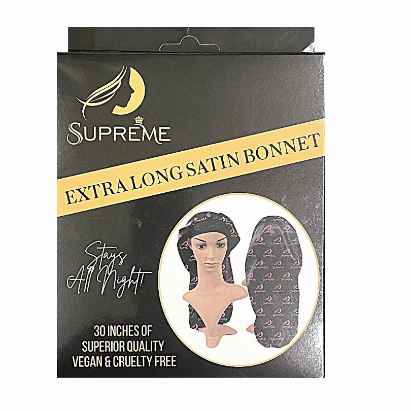 Supreme Hair & Beauty Satin Day & Night EXTRA LONG Reversible 30 Inch Braid Bonnet- Black & Pink