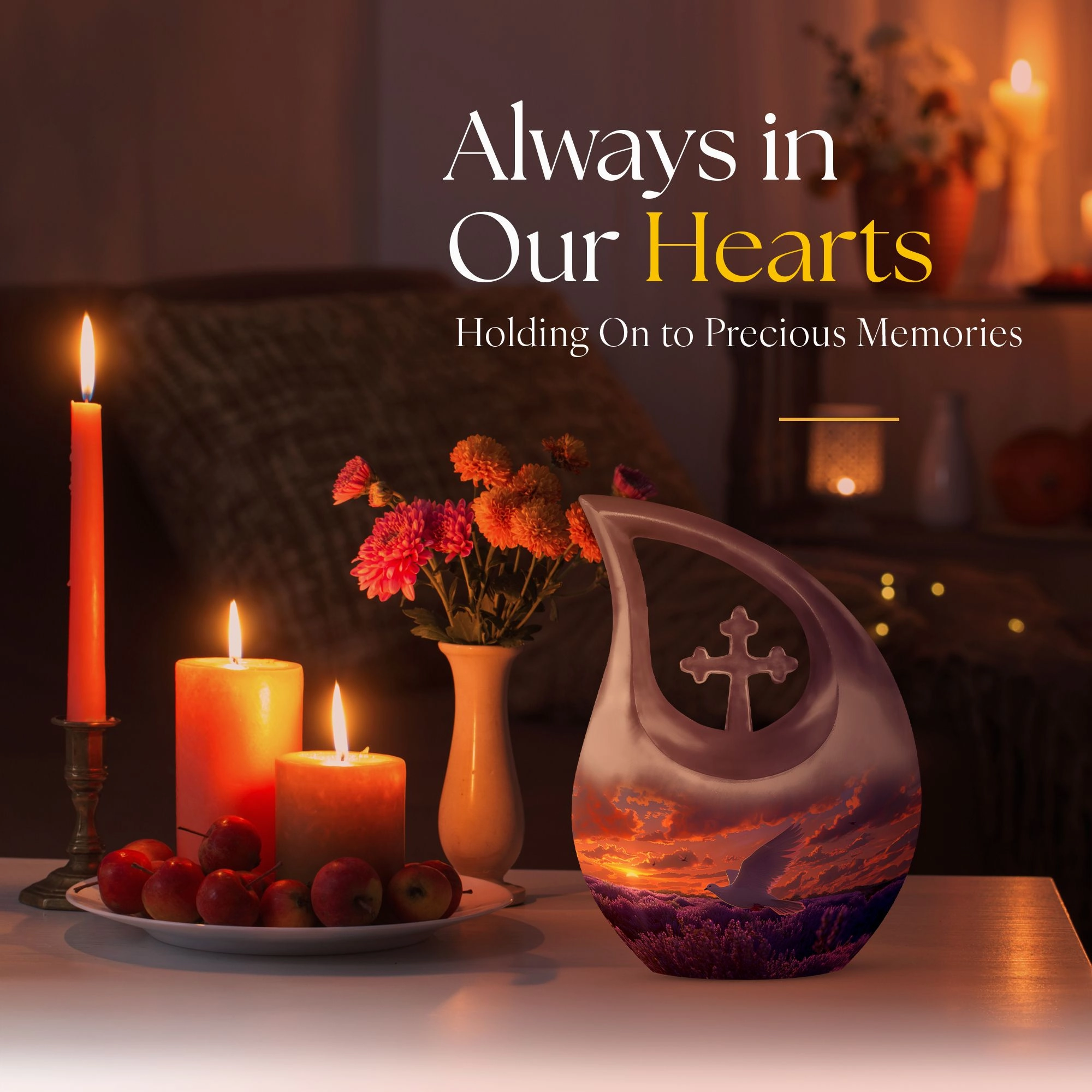 White Dove On Purple Embrace, Angelic Memorial Urn For Ashes
