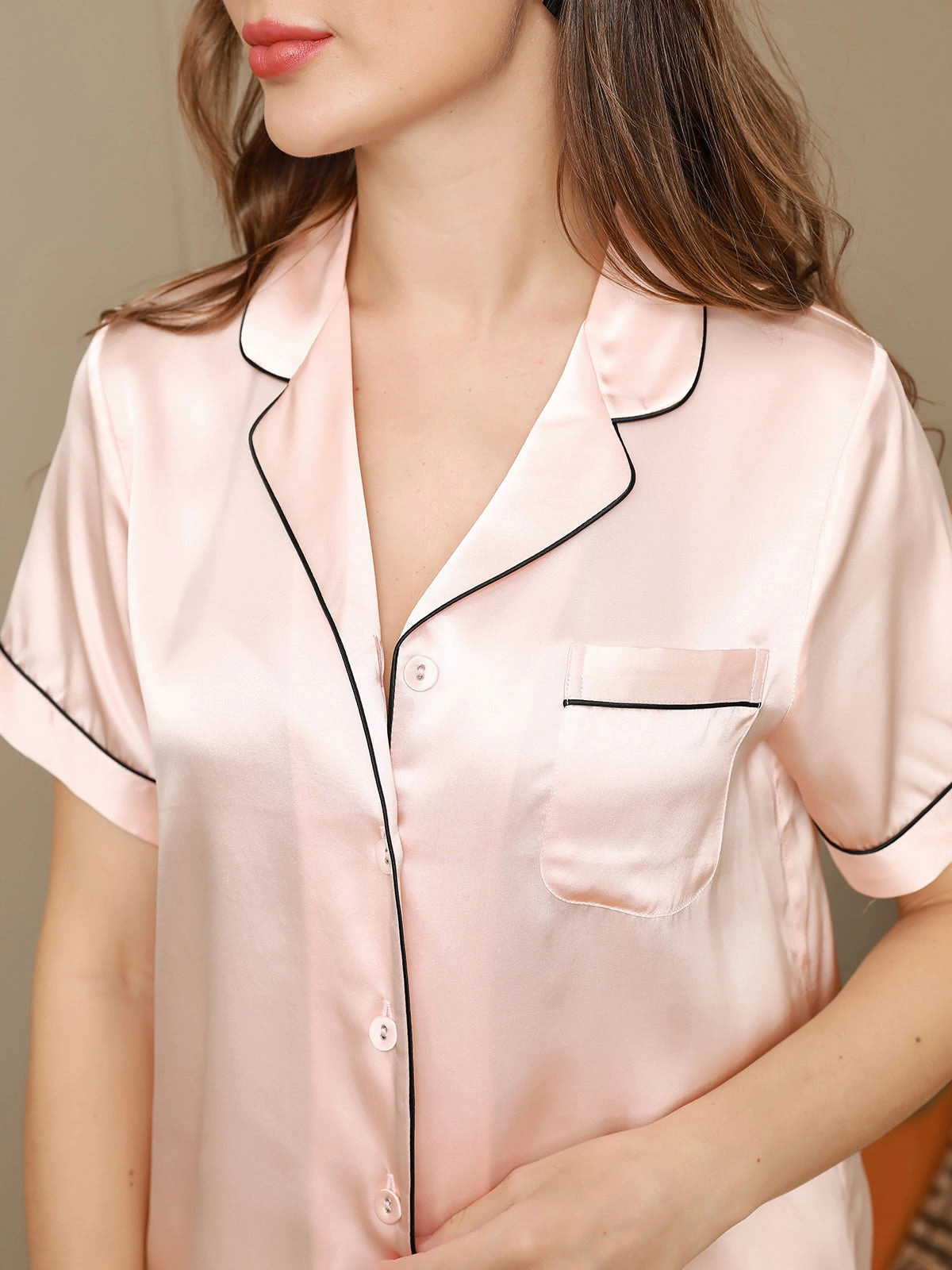 Women's 100% Mulberry Silk Short Sleeve Pajama Set