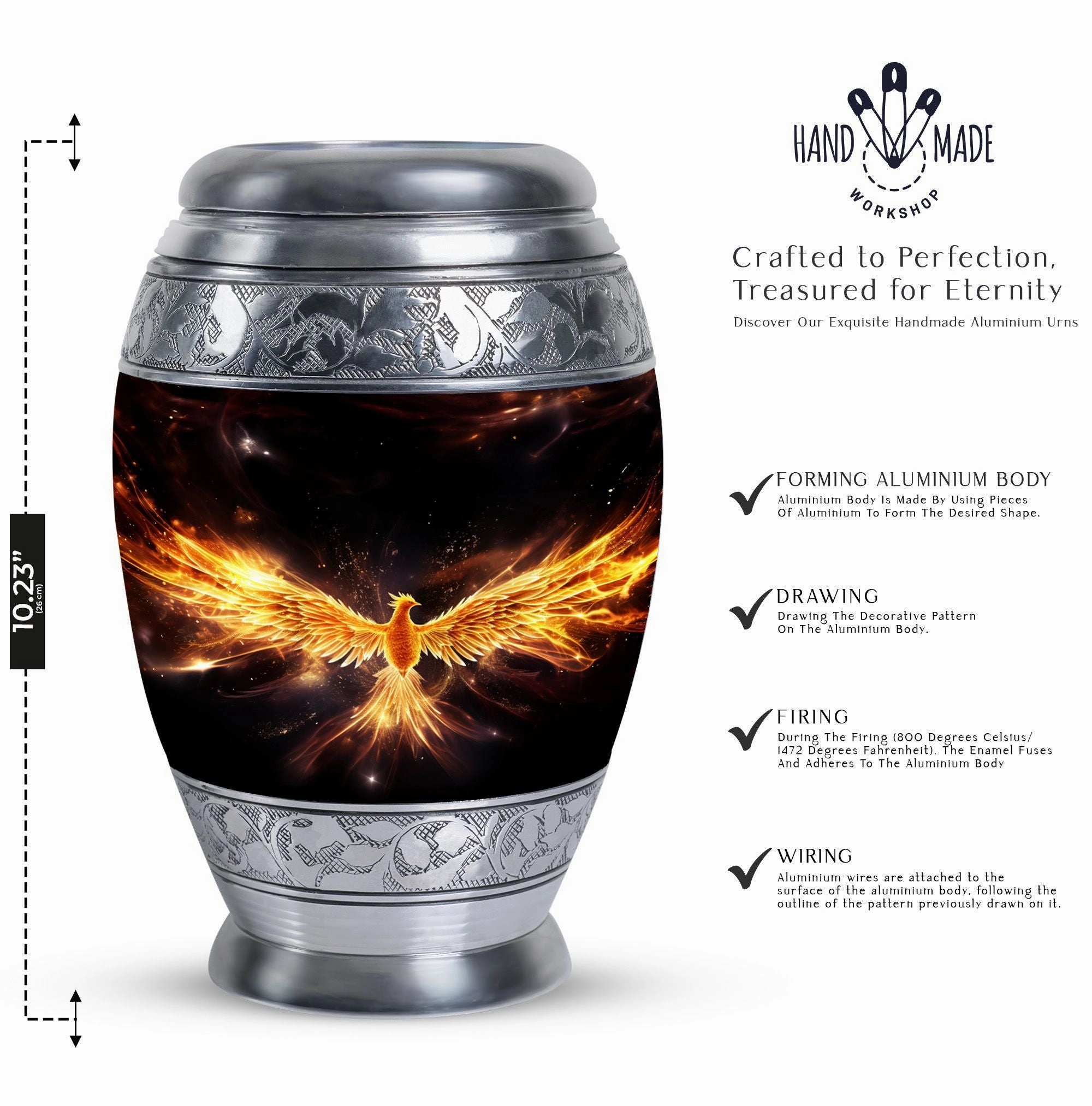 Yellow Phoenix Urn: Supreme Eulogy Edition with Cremation Tribute