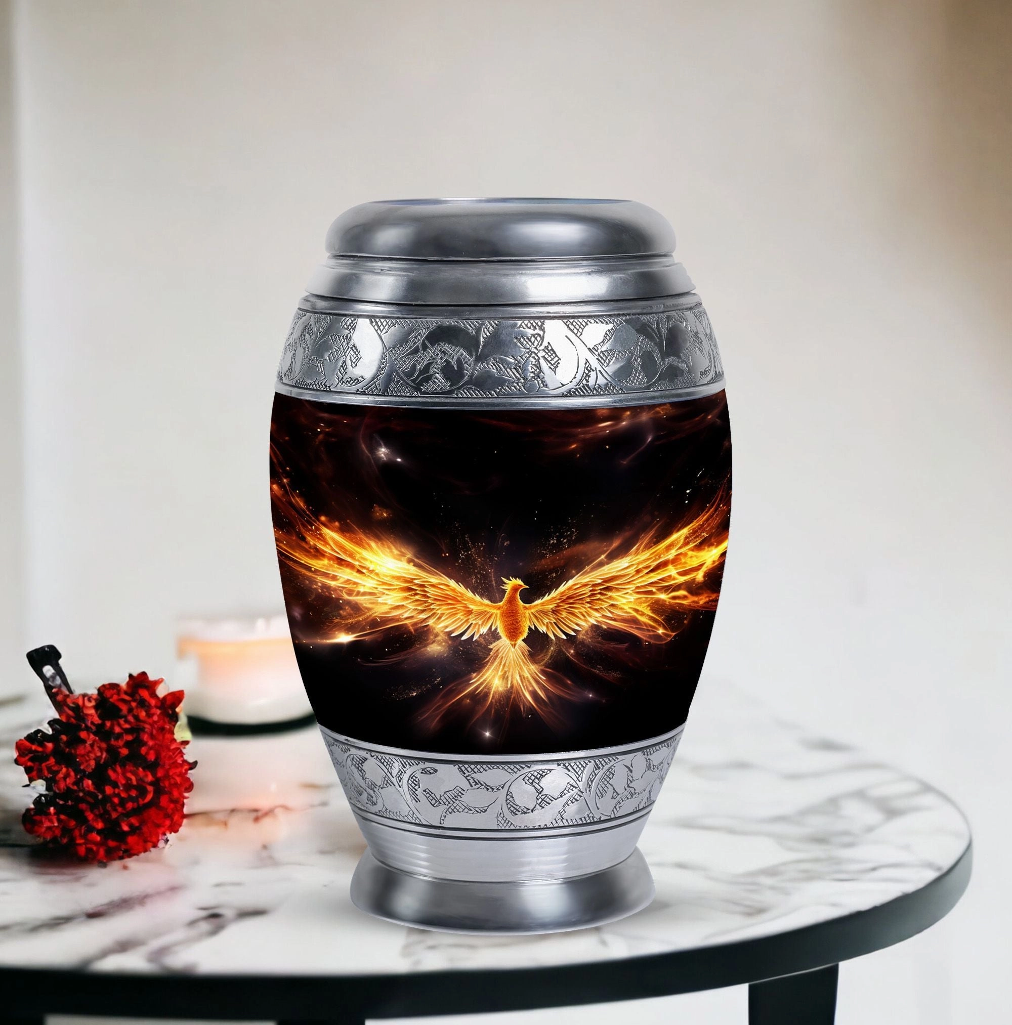 Yellow Phoenix Urn: Supreme Eulogy Edition with Cremation Tribute
