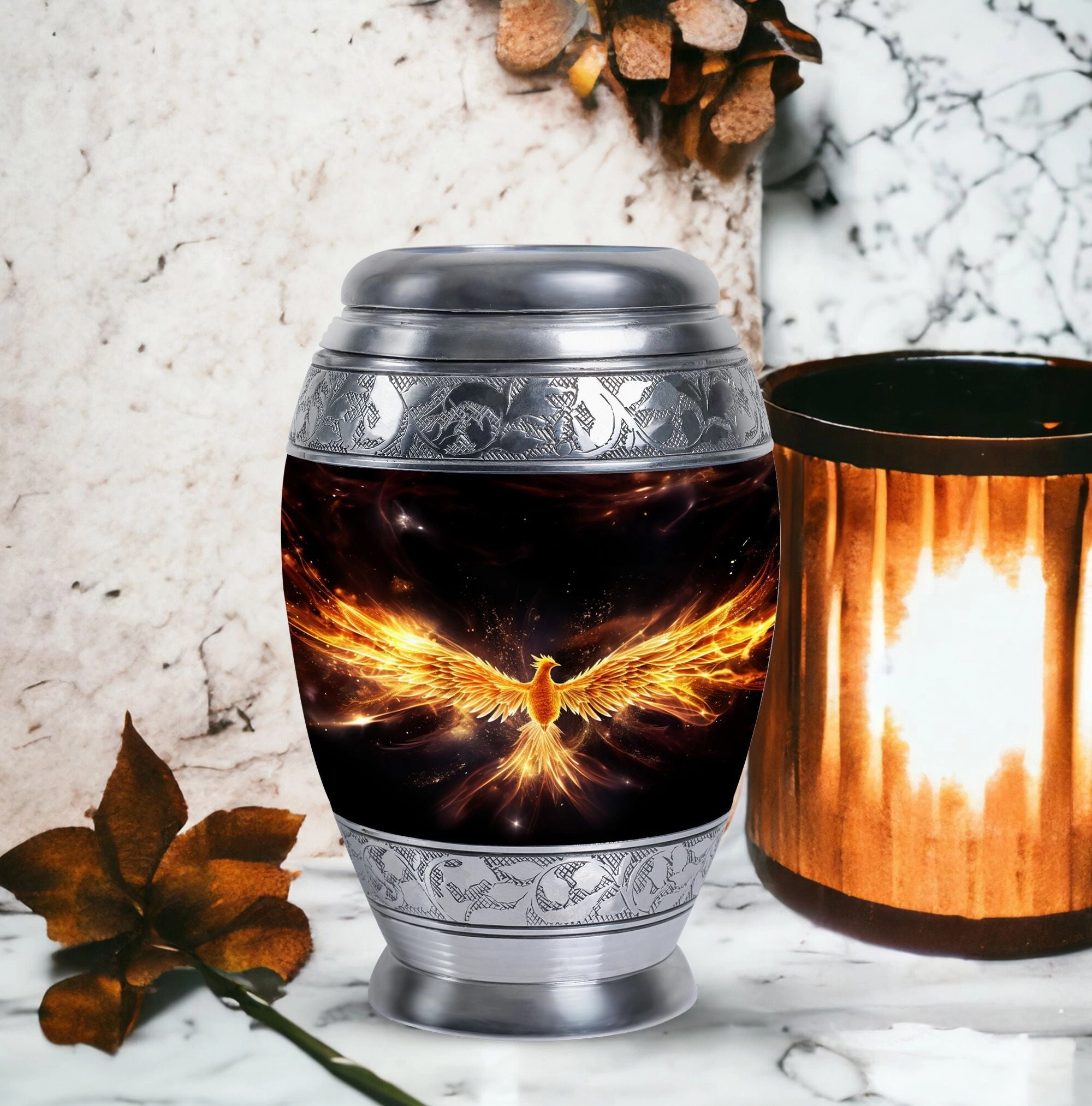 Yellow Phoenix Urn: Supreme Eulogy Edition with Cremation Tribute