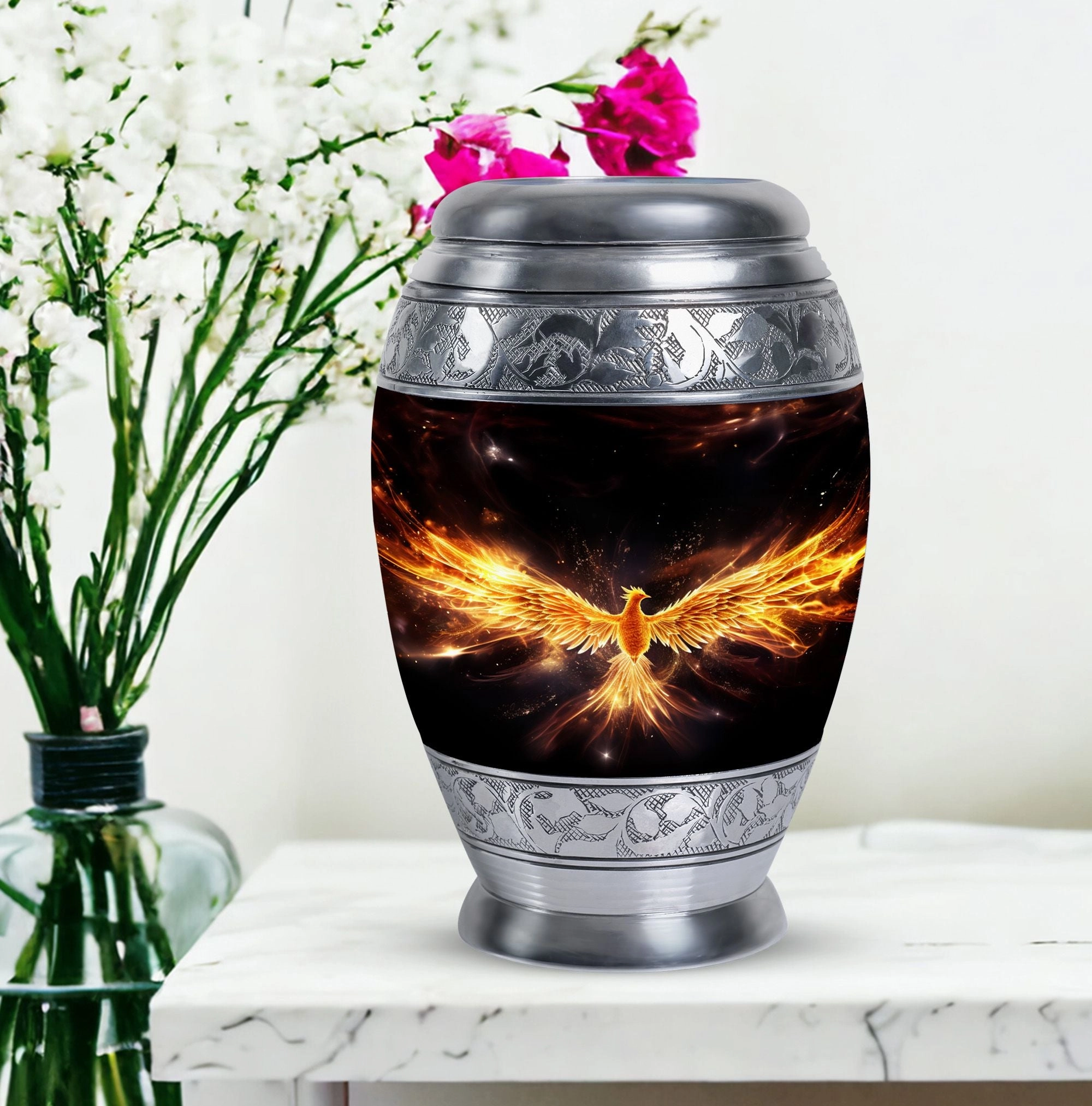 Yellow Phoenix Urn: Supreme Eulogy Edition with Cremation Tribute
